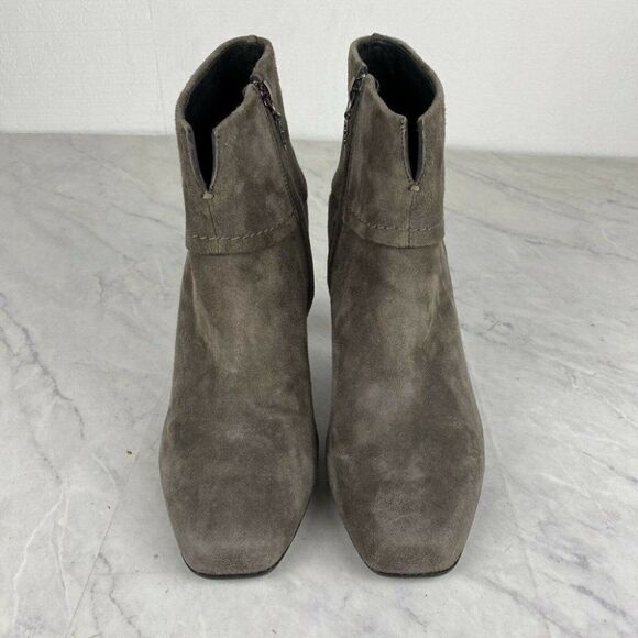 GEOX Ankle Boots Suede Bootie Taupe Size Zip Heels - Picture 3 of 12